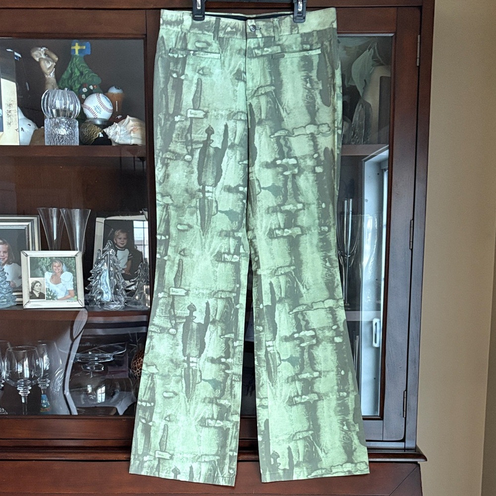 Green Patterned Pants - image 1
